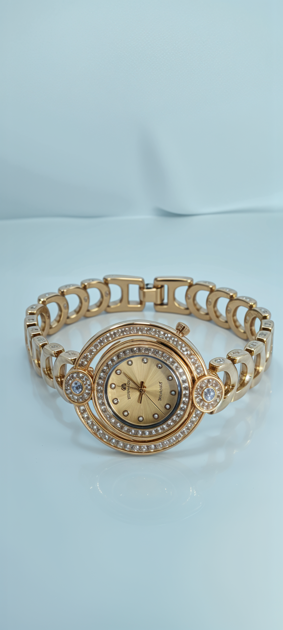 Glorious Gold Diamond-Accented Dual Bezel Watch For Women
