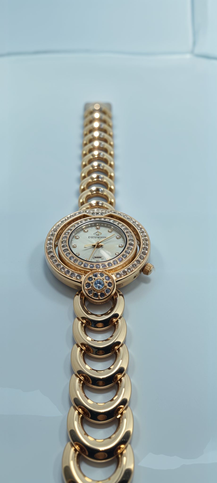 Glorious Gold Diamond-Accented Dual Bezel Watch For Women