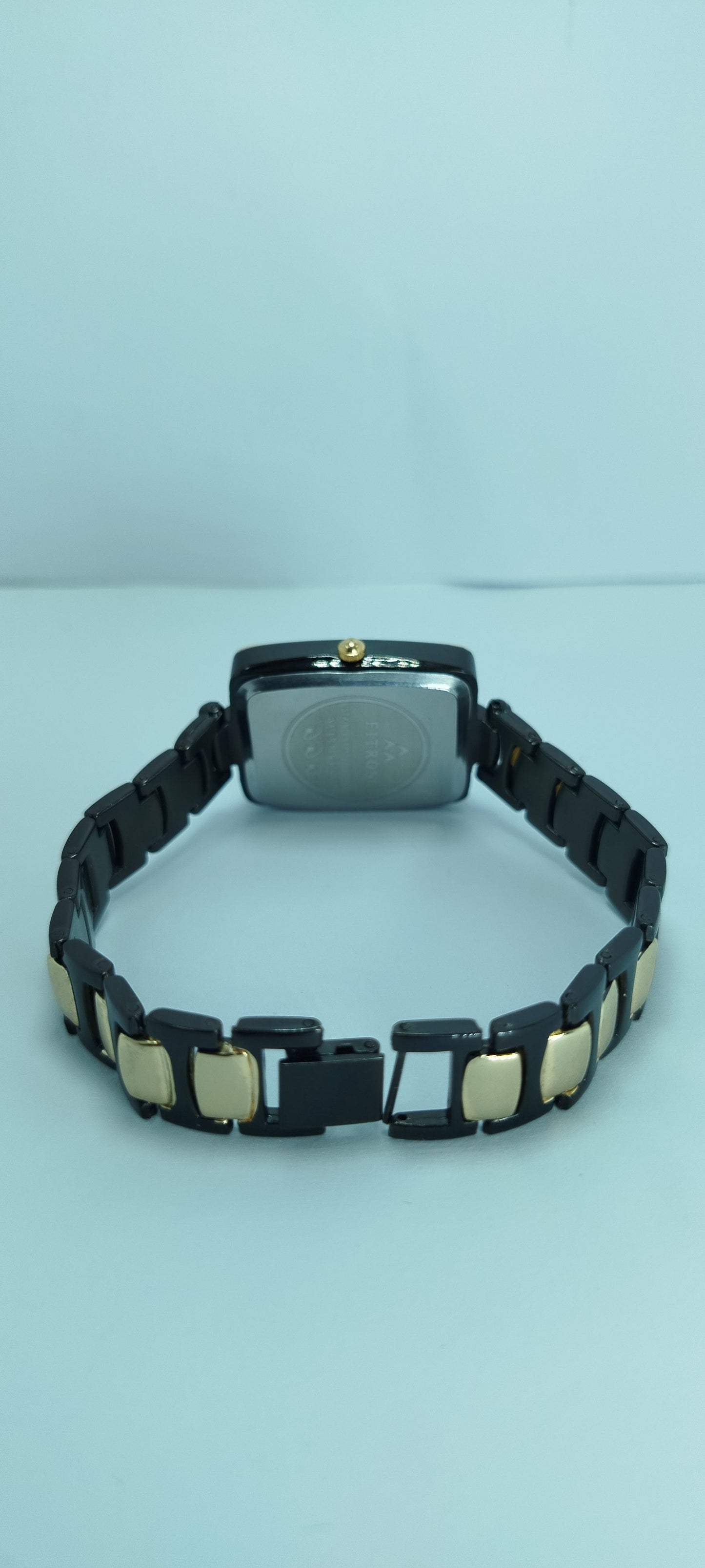 Coal and Gold Diamond-Embellished Square Dial Watch For Women