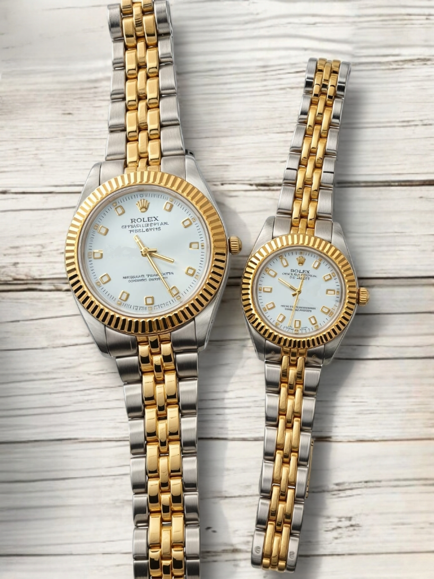 Gold & Silver R-Branded Pair Watch For Two