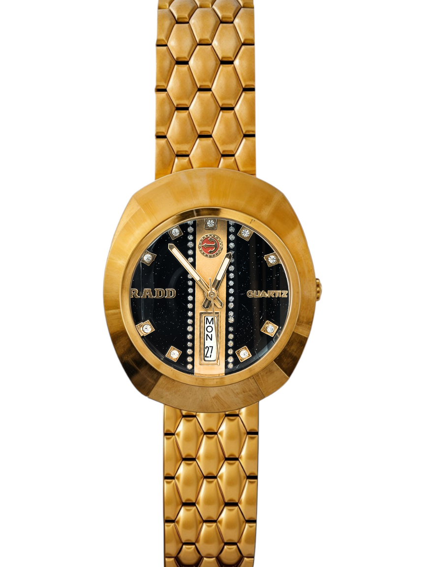 Gold RDO-Branded Black Dial Chain Watch For Men