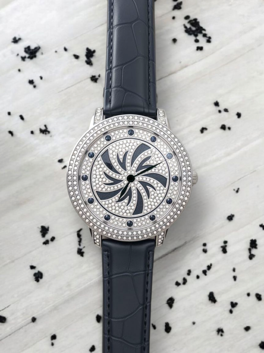 Iced Out Penta Spinner Strap Watch For Men