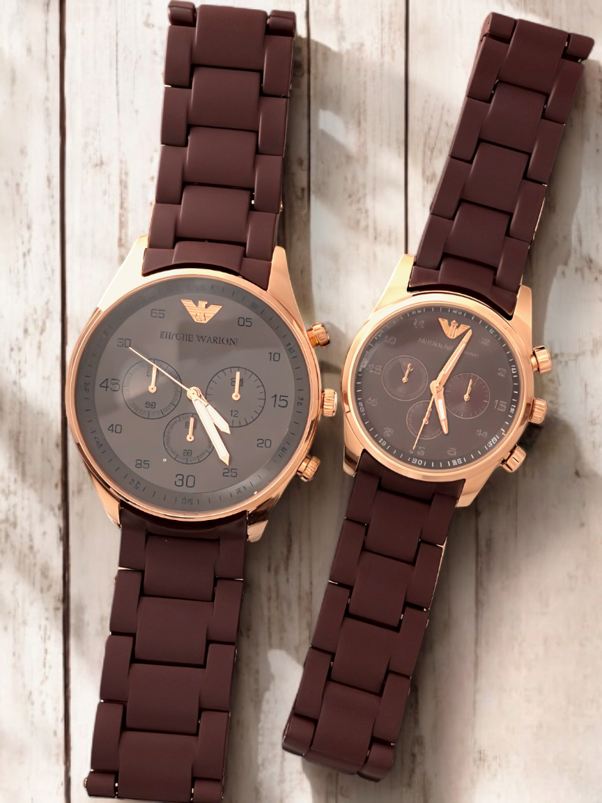 Matte Brown EA-Branded Pair Watch For Two