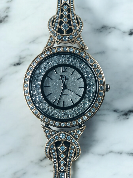 Sparkling Silver Diamond Watch For Women