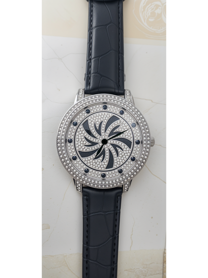 Iced Out Penta Spinner Strap Watch For Men