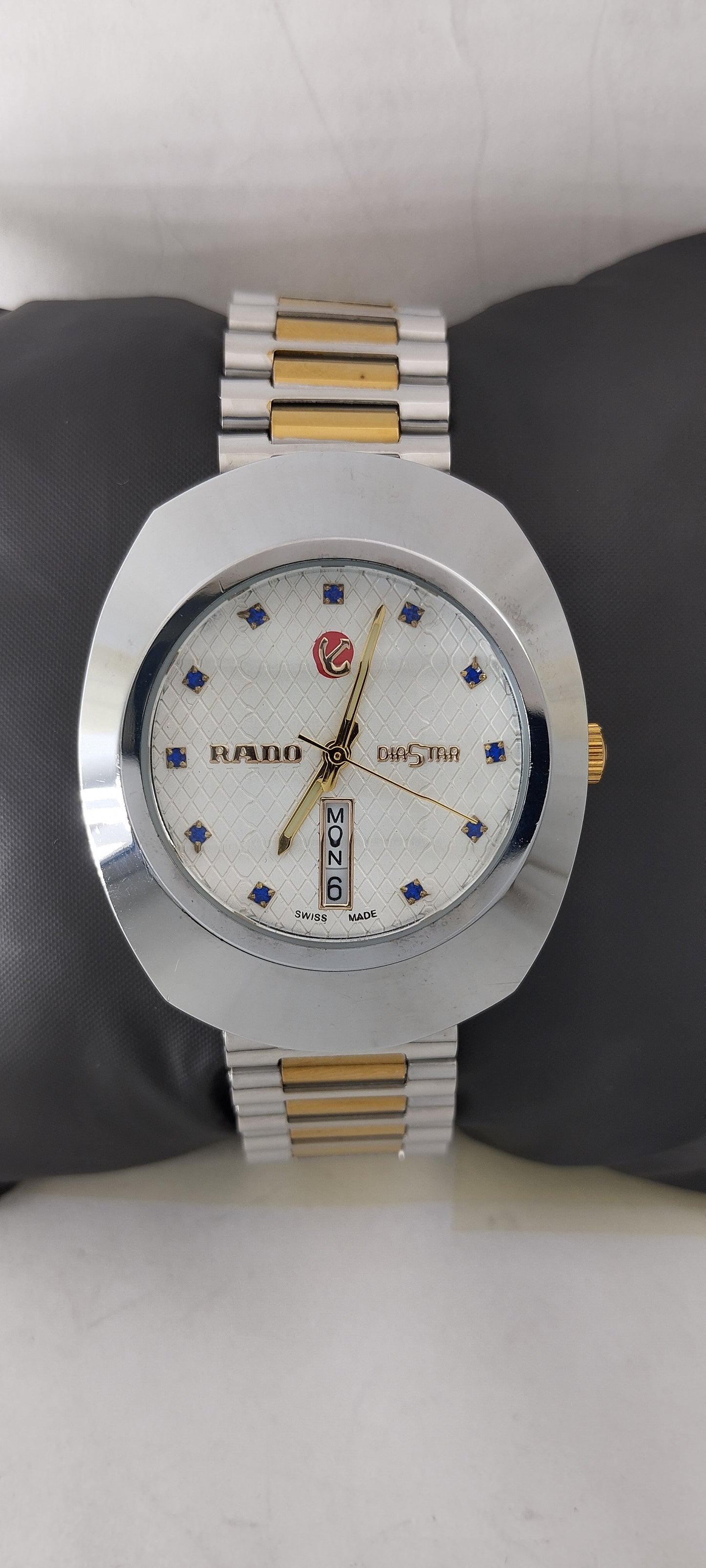 Gold & Silver White Dial With Blue Diamonds RDO-Branded Watch For Men