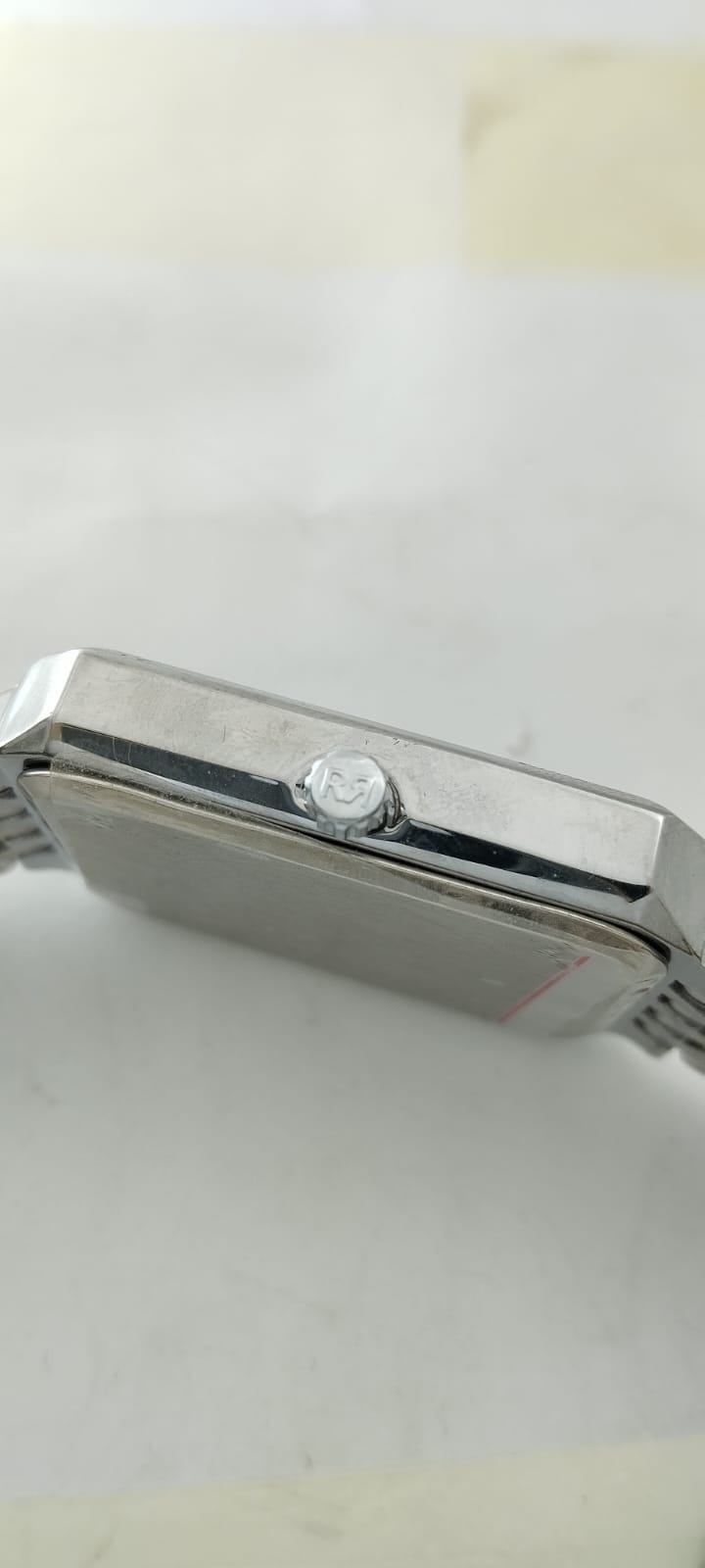 Gold & Silver Gold Rectangle Dial Chain Watch For Men
