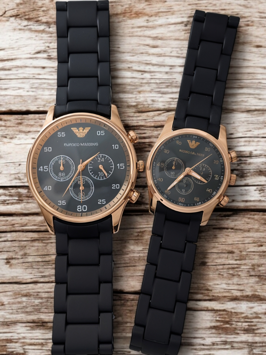Matte Black EA-Branded Pair Watch For Two