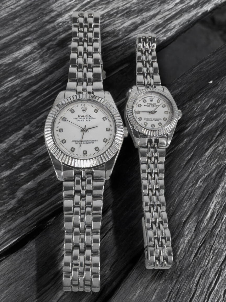 Silver R-Branded Pair Watch For Two