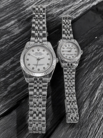 Silver R-Branded Pair Watch For Two