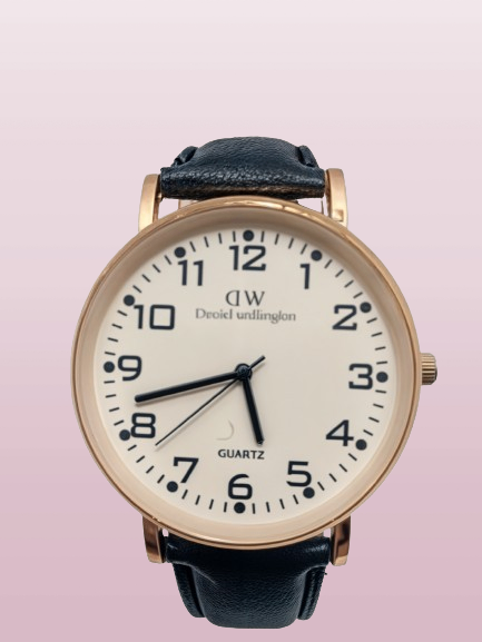 white watch with pink backround